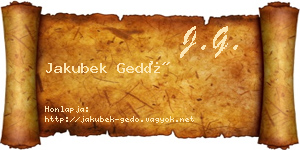 Jakubek Gedő névjegykártya